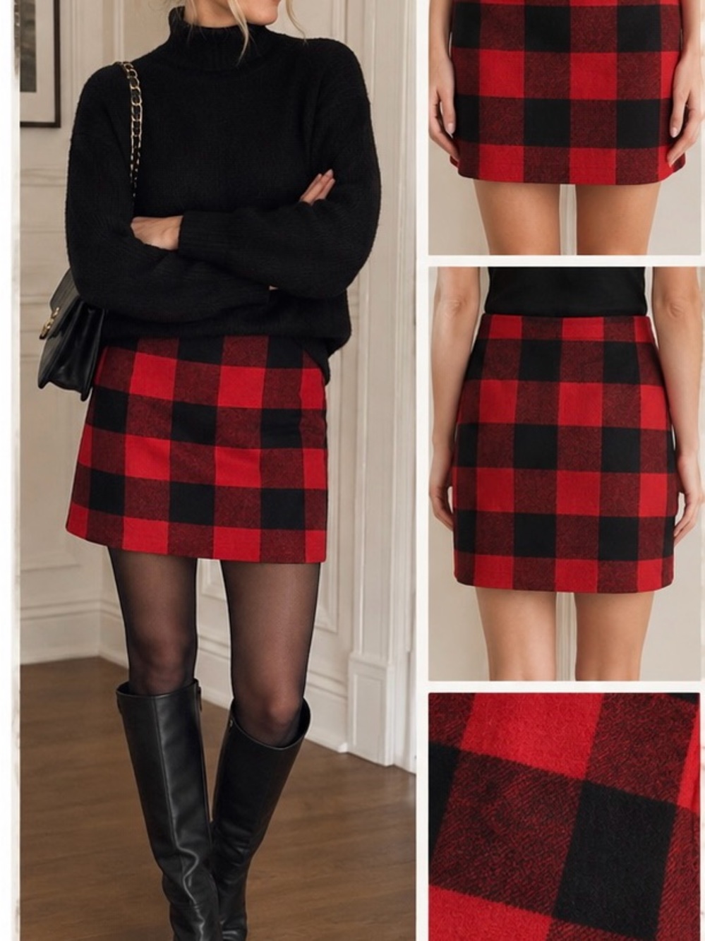 J. Crew Red and Black Buffalo Plaid A-Line Skirt